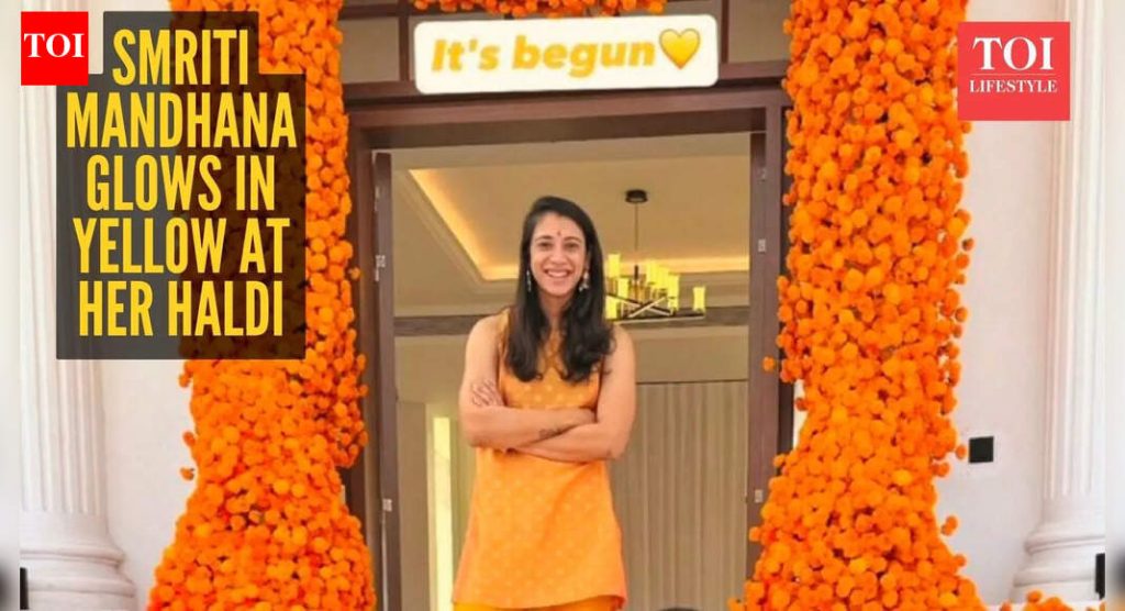 क्रिकेटर स्मृती मानधना हळदी समारंभात स्टन्स: तिच्या वधूच्या शैलीचे सर्व तपशील |