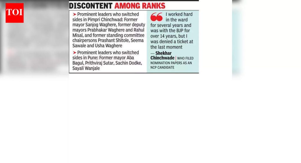 निष्ठावंतांच्या जागी नवीन प्रवेश केल्याने, असंतुष्ट कार्यकर्त्यांनी पक्ष बदलून अपक्ष म्हणून निवडणूक लढवली