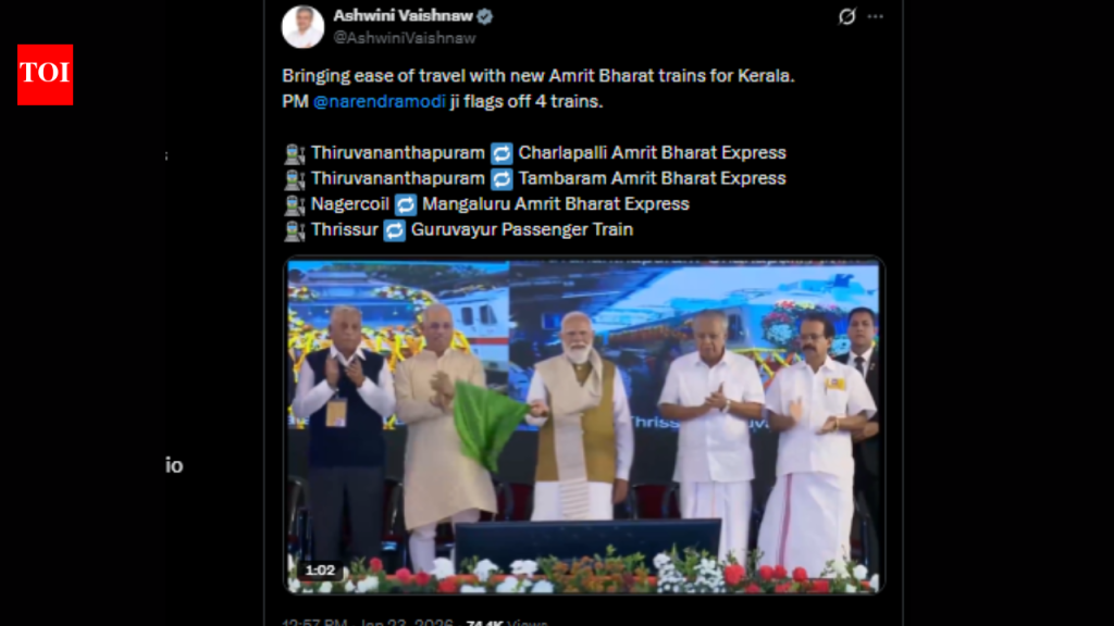 3 अमृत भारत एक्सप्रेस गाड्यांना हिरवा झेंडा दाखविल्याने केरळसाठी रेल्वे कनेक्टिव्हिटीला चालना; मार्ग, थांबे आणि सर्व तपशील |
