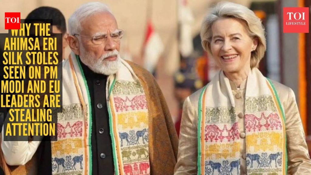 उर्सुला वॉन डेर लेनने परिधान केलेली एरी ‘अहिंसा’ रेशीम एक शक्तिशाली संदेश देते