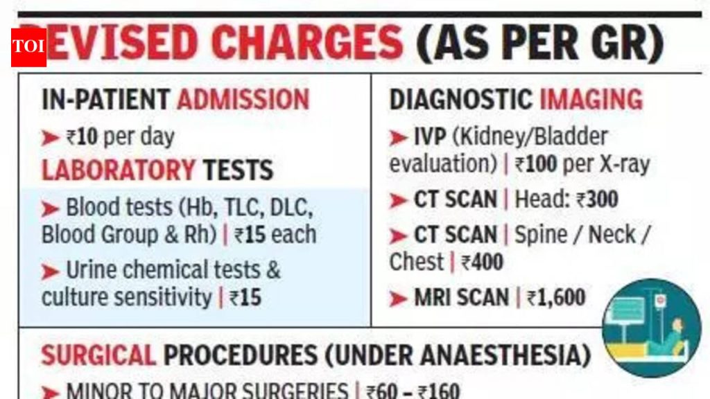 सरकारी रुग्णालयांमध्ये यापुढे मोफत सेवा नाहीत, सरकारने नवीन दर जाहीर केले